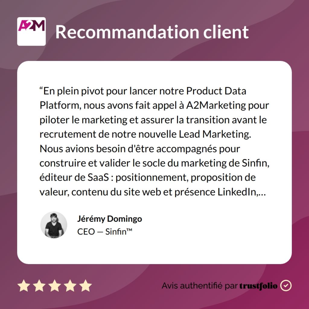 Sinfin recommande A2Marketing sur Trustfolio